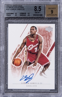 2003-04 Ultimate Collection #127 LeBron James Signed Rookie Card (#094/250) – BGS NM-MT+ 8.5/BGS 9